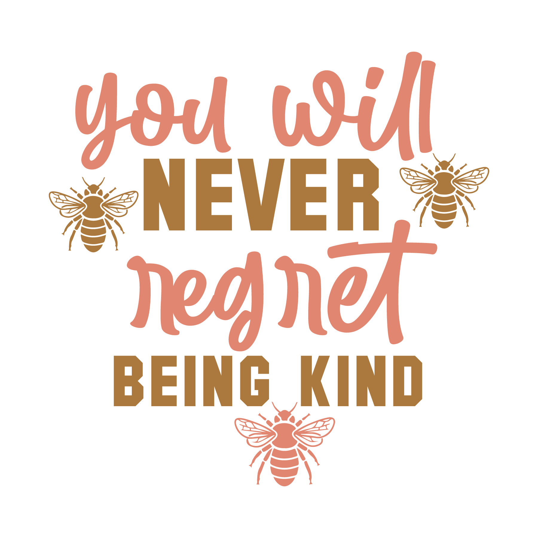 Inspirational Quote You Will Never Regret Being Kind Motivational Sticker Vinyl Decal Motivation Stickers- 5" Vinyl Sticker Waterproof