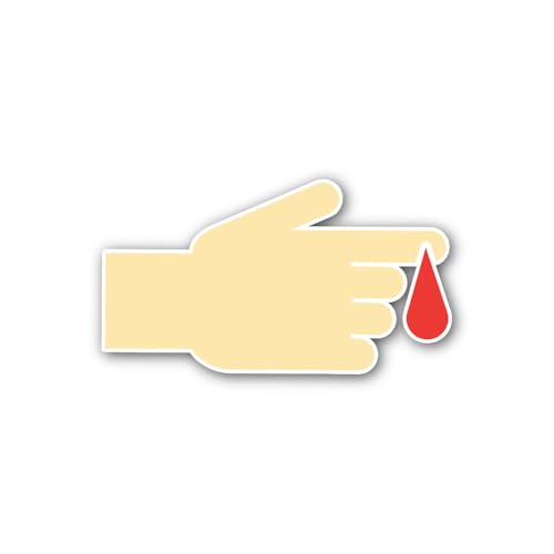 2 (Pieces) 3" and 5" Finger with a Drop of Blood Sticker, Waterproof Vinyl Decals for Many Purpose L