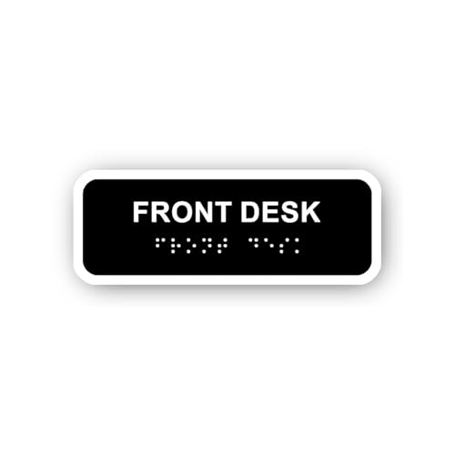 2 (Pieces) 3" and 5" Front Desk Sign with Braille Sticker, Waterproof Vinyl Decals for Many Purpose