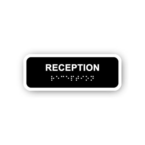 2 (Pieces) 3" and 5" Reception Sign with Braille Sticker, Waterproof Vinyl Decals for Many Purpose L