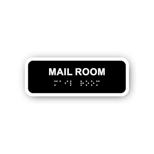 2 (Pieces) 3" and 5" Mail Room Sign with Braille Sticker, Waterproof Vinyl Decals for Many Purpose L
