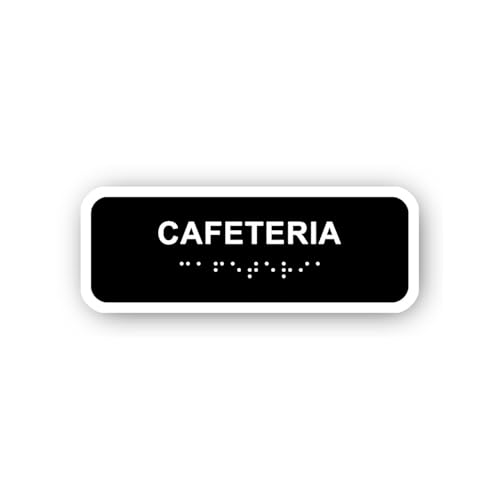2 (Pieces) 3" and 5" Cafeteria Sign with Braille Sticker, Waterproof Vinyl Decals for Many Purpose L