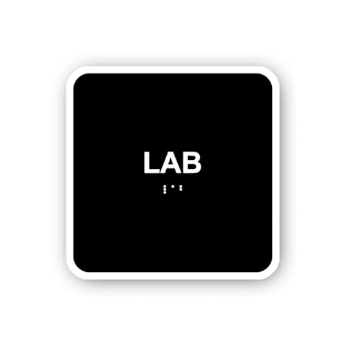 2 (Pieces) 3" and 5" Black with 'Lab' and Braille Sticker, Waterproof Vinyl Decals for Many Purpose