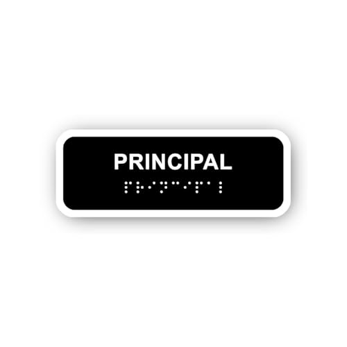 2 (Pieces) 3" and 5" Principal Office Sign with Braille Sticker, Waterproof Vinyl Decals for Many Pu