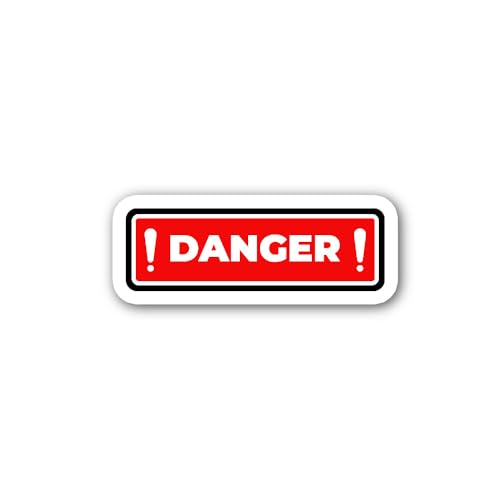 2 (Pieces) 3" and 5" Danger red Colour Text Sticker, Waterproof Vinyl Decals for Many Purpose Like C