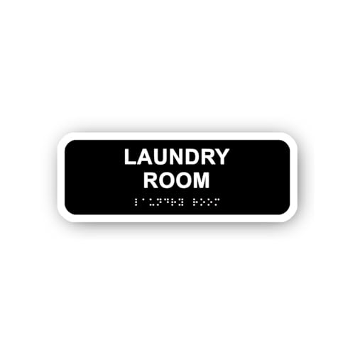 2 (Pieces) 3" and 5" Laundry Room Sign with Braille Sticker, Waterproof Vinyl Decals for Many Purpos