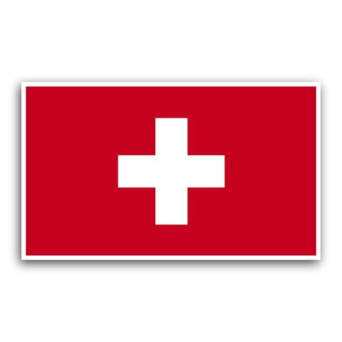 2 (Pieces) 3" and 5" Switzerland Flag Sticker, Waterproof Vinyl Decals for Many Purpose Like Cars, T
