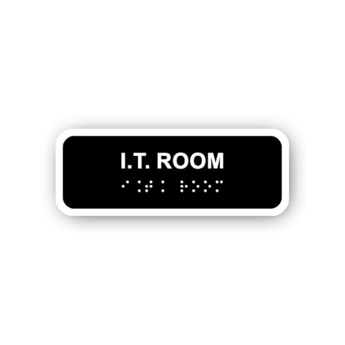2 (Pieces) 3" and 5" I.T. Room Sign with Braille Sticker, Waterproof Vinyl Decals for Many Purpose L