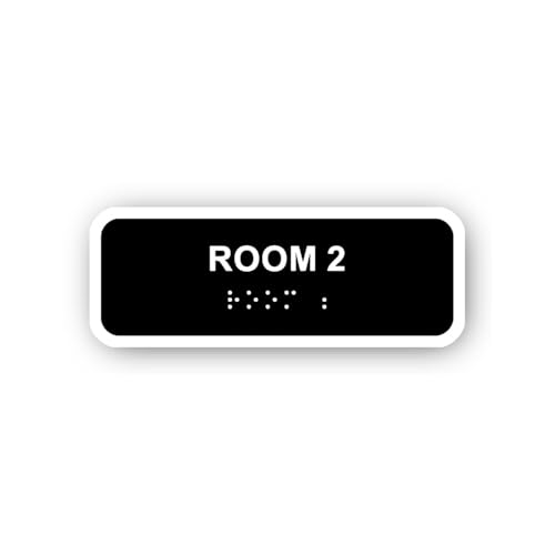 2 (Pieces) 3" and 5" Room 2 Numbered Sign with Braille Sticker, Waterproof Vinyl Decals for Many Pur