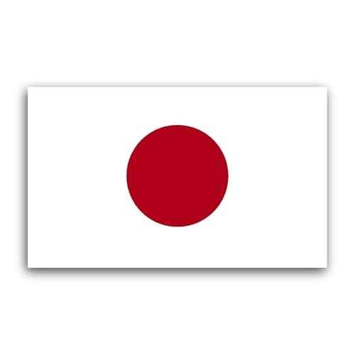 2 (Pieces) 3" and 5" Japan Flag Sticker, Waterproof Vinyl Decals for Many Purpose Like Cars, Trucks,