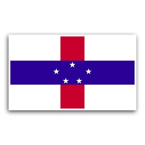 2 (Pieces) 3" and 5" Netherlands Antilles Flag Sticker, Waterproof Vinyl Decals for Many Purpose Lik