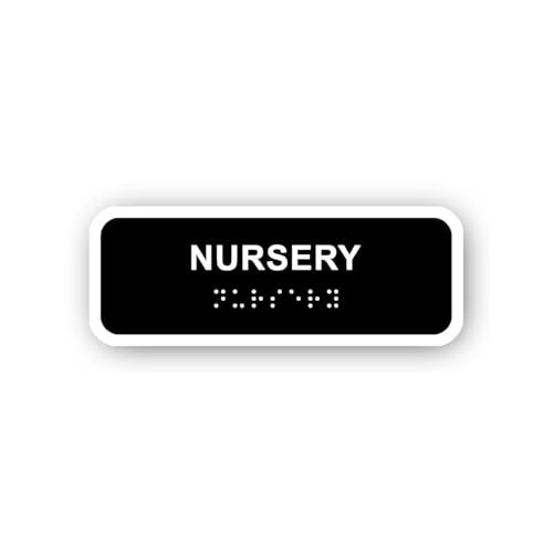 2 (Pieces) 3" and 5" Nursery Room Sign with Braille Sticker, Waterproof Vinyl Decals for Many Purpos