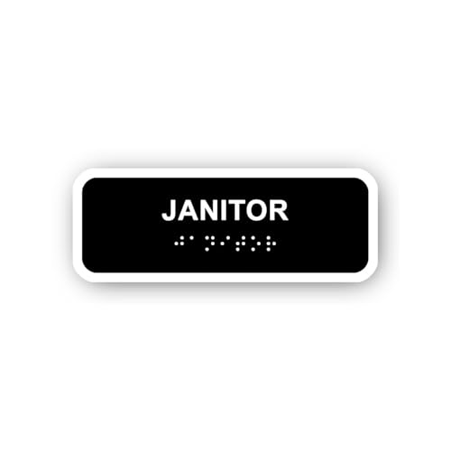 2 (Pieces) 3" and 5" Janitor Sign with Braille Sticker, Waterproof Vinyl Decals for Many Purpose Lik