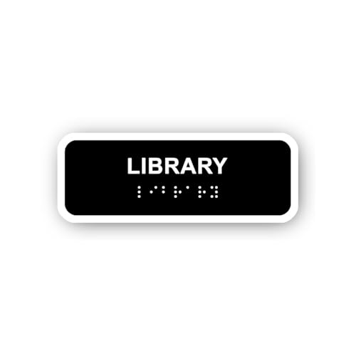 2 (Pieces) 3" and 5" Library Sign with Braille Sticker, Waterproof Vinyl Decals for Many Purpose Lik
