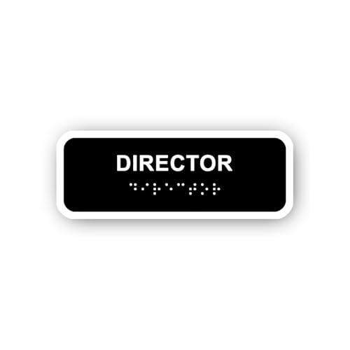 2 (Pieces) 3" and 5" Director Nameplate with Braille Sticker, Waterproof Vinyl Decals for Many Purpo