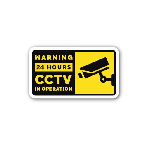 2 (Pieces) 3" and 5" Warning 24 Hours CCTV Sticker, Waterproof Vinyl Decals for Many Purpose Like Ca