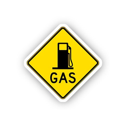2 (Pieces) 3" and 5" Yellow Fuel Station Information Graphic Sticker, Waterproof Vinyl Decals for Ma