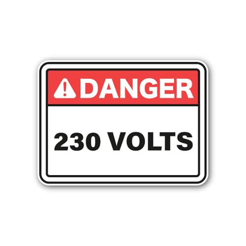 2 (Pieces) 3" and 5" Danger 230 Volts Sticker, Waterproof Vinyl Decals for Many Purpose Like Cars, T