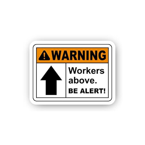 2 (Pieces) 3" and 5" Overhead Work Alert Sign Sticker, Waterproof Vinyl Decals for Many Purpose Like