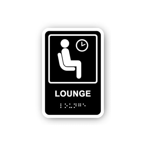 2 (Pieces) 3" and 5" Lounge Sign with Seating Icon Sticker, Waterproof Vinyl Decals for Many Purpose