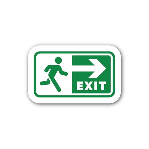 2 (Pieces) 3" and 5" Emergency Door Exit Sign Sticker, Waterproof Vinyl Decals for Many Purpose Like