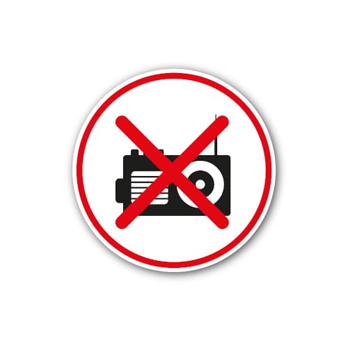 2 (Pieces) 3" and 5" Loud Music Prohibited Sign Sticker, Waterproof Vinyl Decals for Many Purpose Li