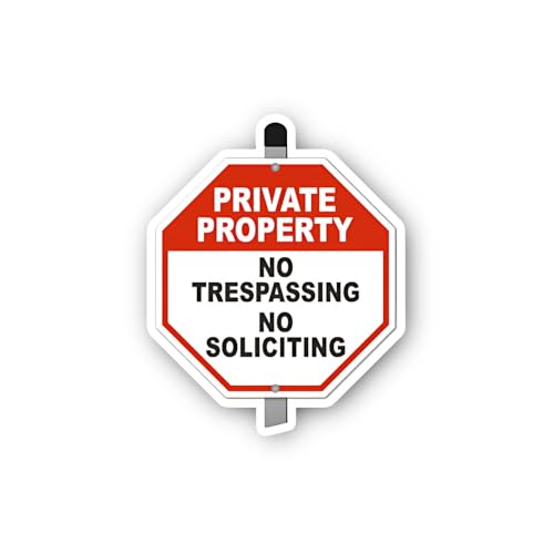 2 (Pieces) 3" and 5" Private Property, No Trespassing, No Soliciting Stop Sticker, Waterproof Vinyl