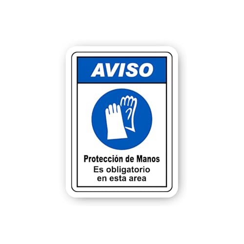 2 (Pieces) 3" and 5" Aviso Mandatory Hand Protection Sticker, Waterproof Vinyl Decals for Many Purpo