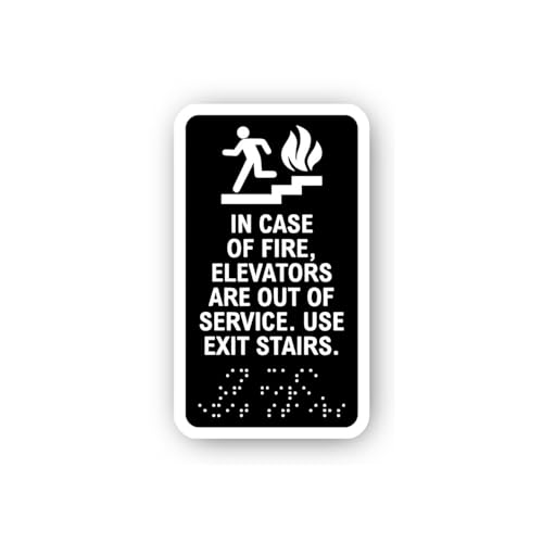 2 (Pieces) 3" and 5" Fire Emergency Elevator Out of Service Sign (Black) Sticker, Waterproof Vinyl D