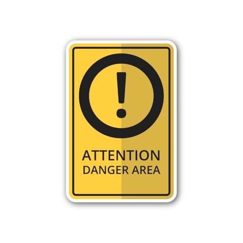 2 (Pieces) 3" and 5" Attention Danger Area Sign Sticker, Waterproof Vinyl Decals for Many Purpose Li