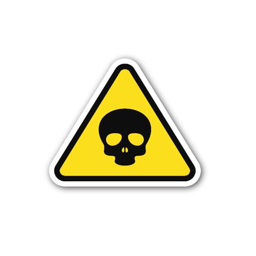 2 (Pieces) 3" and 5" Yellow and Black Skull Warning Sign Sticker, Waterproof Vinyl Decals for Many P