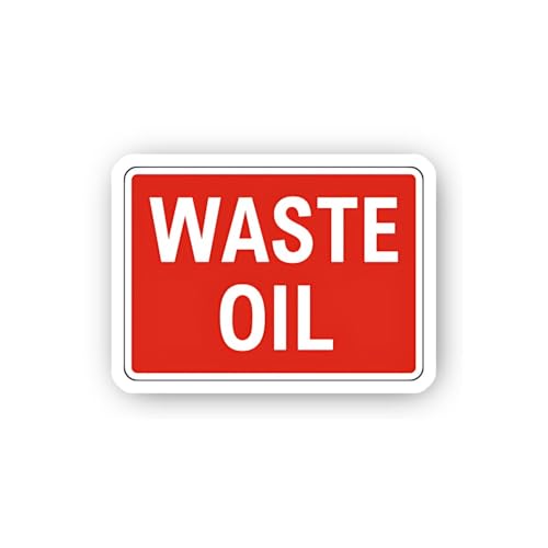 2 (Pieces) 3" and 5" Red Waste Oil Identification Sign Sticker, Waterproof Vinyl Decals for Many Pur