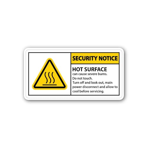 2 (Pieces) 3" and 5" Security Notice HOT Surface Sticker, Waterproof Vinyl Decals for Many Purpose L