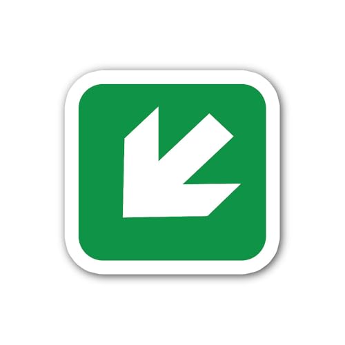 2 (Pieces) 3" and 5" Emergency Arrow Down Left Sticker, Waterproof Vinyl Decals for Many Purpose Lik