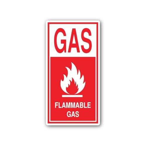 2 (Pieces) 3" and 5" Flammable Gas Safety Sign Sticker, Waterproof Vinyl Decals for Many Purpose Lik