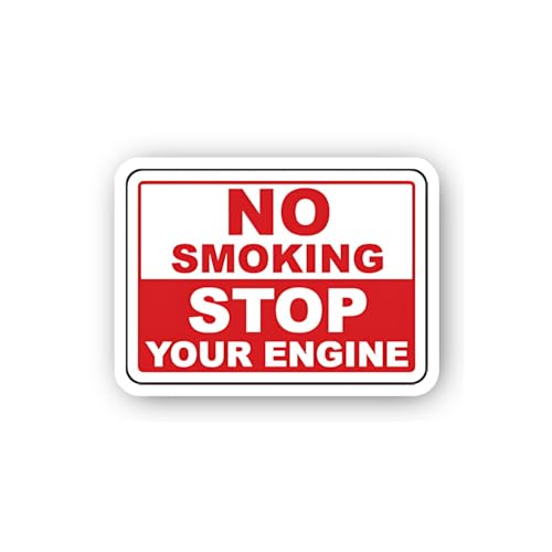 2 (Pieces) 3" and 5" No Smoking Stop Your Engine Sign Sticker, Waterproof Vinyl Decals for Many Purp