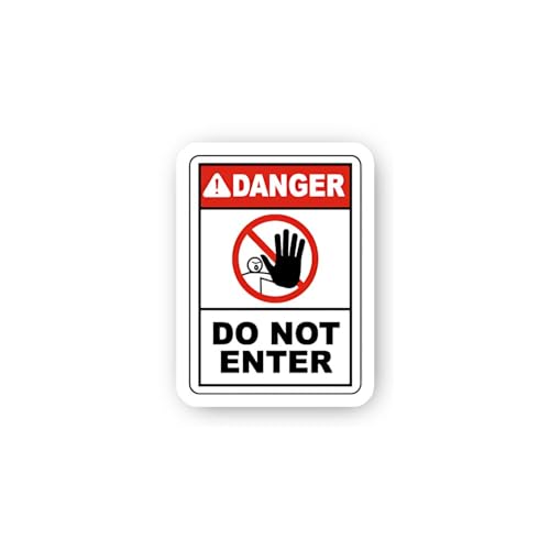 2 (Pieces) 3" and 5" Danger Stop Hand Do Not Enter Sticker, Waterproof Vinyl Decals for Many Purpose