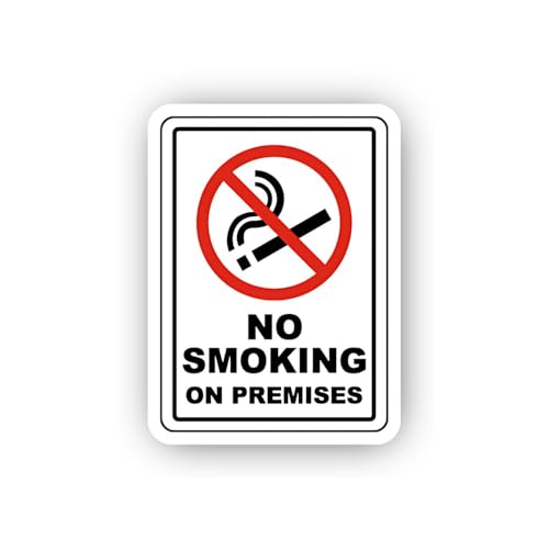 2 (Pieces) 3" and 5" No Smoking on Premises Sign Sticker, Waterproof Vinyl Decals for Many Purpose L