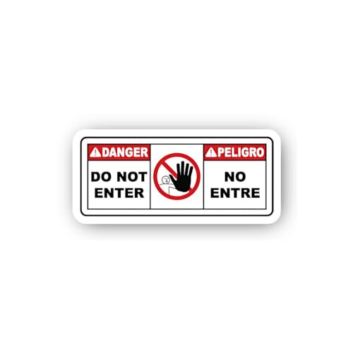 2 (Pieces) 3" and 5" Danger Do Not Enter Bilingual Stop Hand Symbol Sticker, Waterproof Vinyl Decals