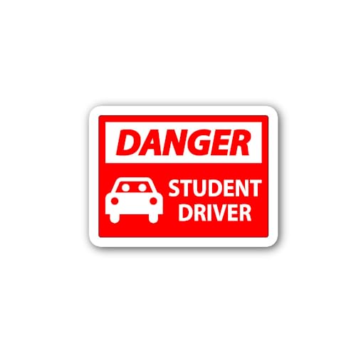 2 (Pieces) 3" and 5" Danger Student Driver Sticker, Waterproof Vinyl Decals for Many Purpose Like Ca