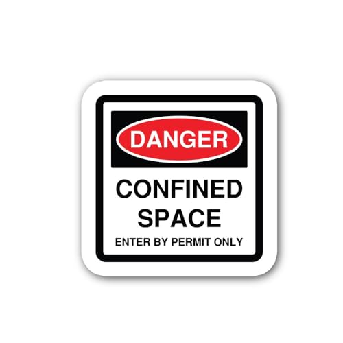 2 (Pieces) 3" and 5" Permit-Required Confined Space Signage Sticker, Waterproof Vinyl Decals for Man