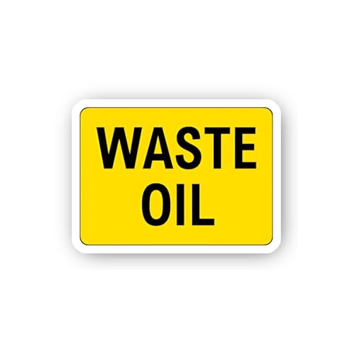 2 (Pieces) 3" and 5" Yellow Waste Oil Bold Sign Sticker, Waterproof Vinyl Decals for Many Purpose Li