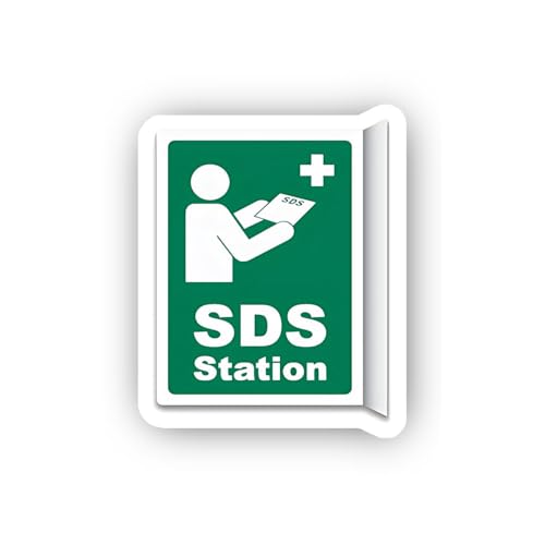 2 (Pieces) 3" and 5" Vertical Green SDS Station Icon Sticker, Waterproof Vinyl Decals for Many Purpo