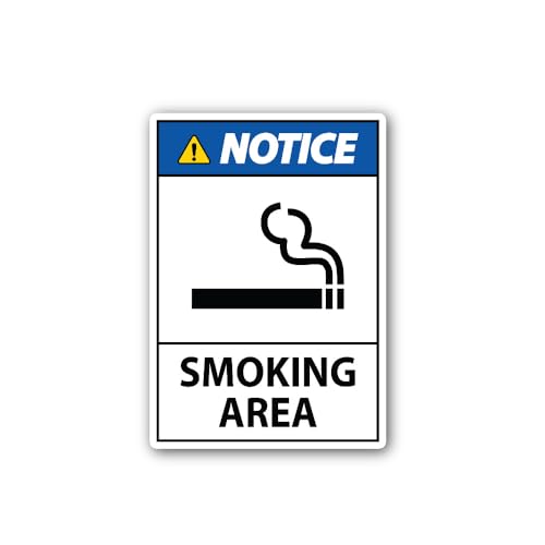 2 (Pieces) 3" and 5" Notice Smoking Area Sticker, Waterproof Vinyl Decals for Many Purpose Like Cars