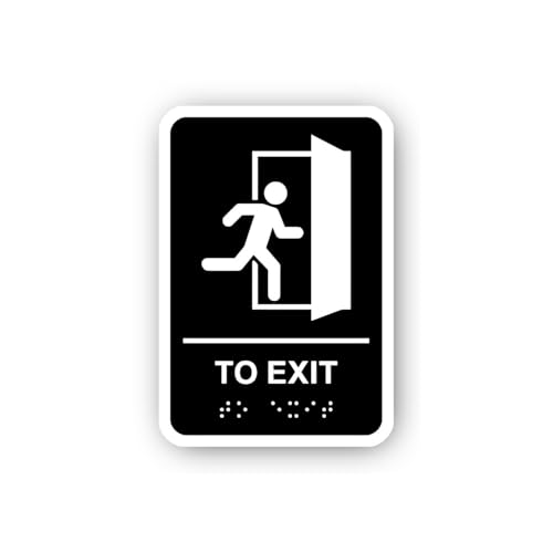 2 (Pieces) 3" and 5" to Exit Sign with Running Person Icon Sticker, Waterproof Vinyl Decals for Many