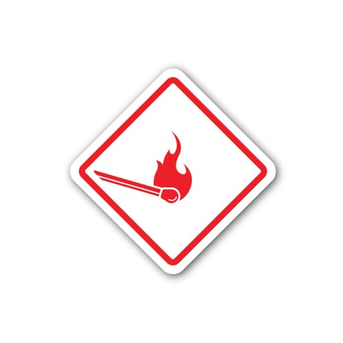 2 (Pieces) 3" and 5" Symbol for Flammable Materials Sticker, Waterproof Vinyl Decals for Many Purpos