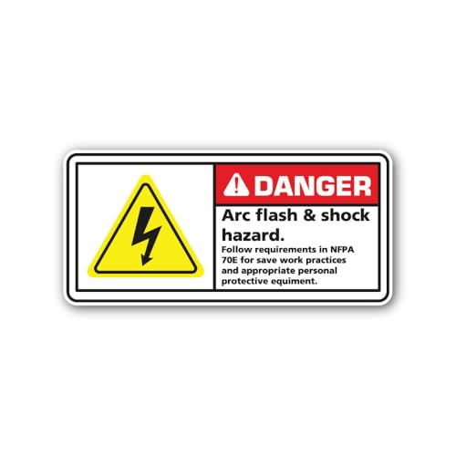 2 (Pieces) 3" and 5" Arc Flash & Shock Hazard Sign Sticker, Waterproof Vinyl Decals for Many Purpose