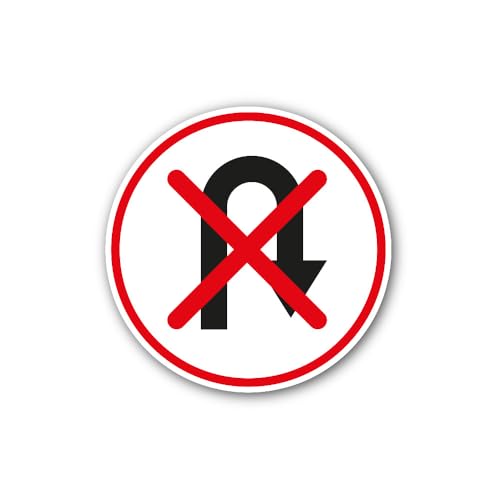 2 (Pieces) 3" and 5" No U-Turn Sign Sticker, Waterproof Vinyl Decals for Many Purpose Like Cars, Tru