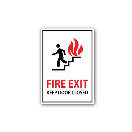 2 (Pieces) 3" and 5" FIRE EXIT Keep Door Closed Sticker, Waterproof Vinyl Decals for Many Purpose Li