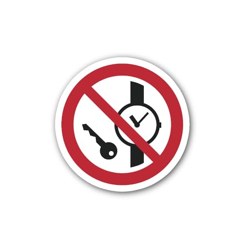 2 (Pieces) 3" and 5" No Metallic Articles or Watches are Allowed Sticker, Waterproof Vinyl Decals fo